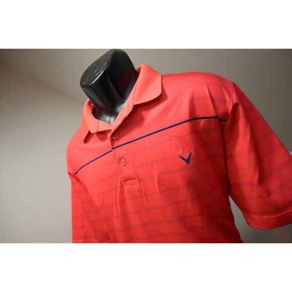 Callaway Golf Polo Opti Dri Striped Short Sleeve Athletic Shirt Mens Sz Large - Picture 1 of 8